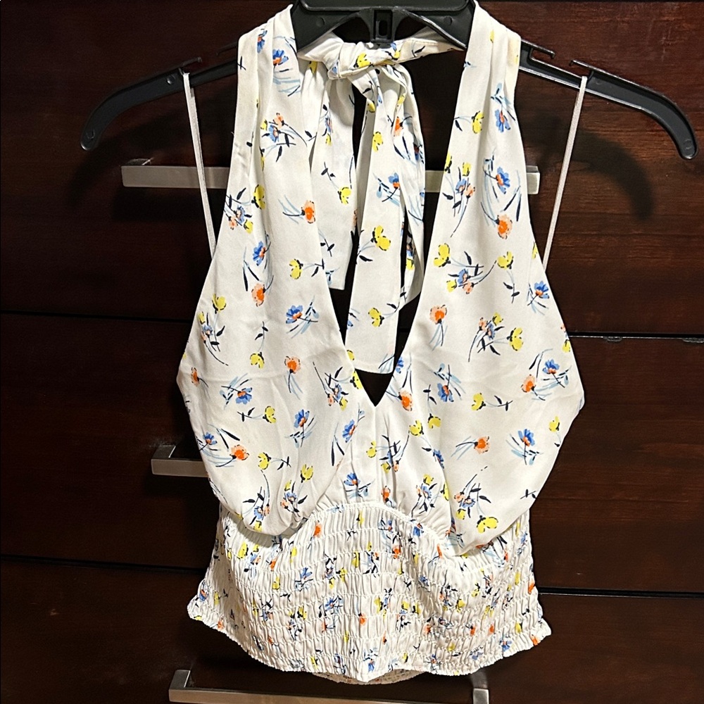 Sienna Sky White Floral Halter Blouse